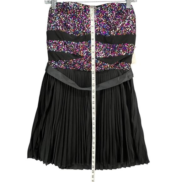 Ruby Rox Vintage Y2K Dress M Black Multi Sequin Strapless Pleated Fairy Showgirl - Picture 8 of 16
